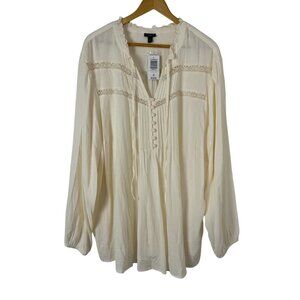 Torrid NEW Ivory Lenny Peasant Blouse Top Women's Plus Size 4X / 26 Cottagecore